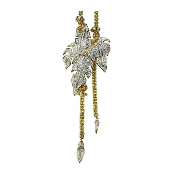 Массивное ожерелье лариат из листьев с кристаллами Swarovski, новое, ни разу не надевалось, 1990 е годы. Массивное ожерелье лариат из листьев с кристаллами Swarovski, новое, ни разу не надевалось, 1990 е годы.