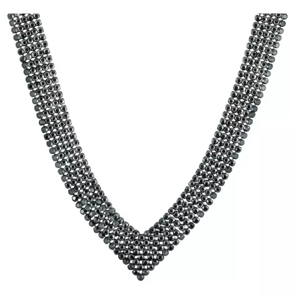 Ожерелье воротник из нержавеющей стали с родиевым покрытием Swarovski Fit с черными кристаллами. Ожерелье воротник из нержавеющей стали с родиевым покрытием Swarovski Fit с черными кристаллами.