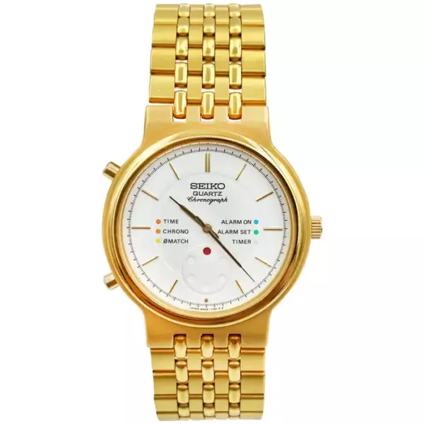 Seiko Кварцевые мужские часы с хронографом из стали золотистого цвета SEY036.