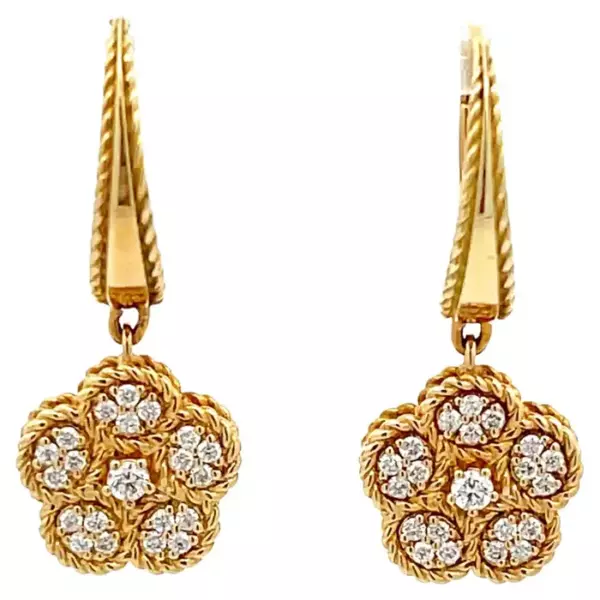 Серьги Roberto Coin Diamond Daisy из желтого золота 18 карат. Серьги Roberto Coin Diamond Daisy из желтого золота 18 карат.
