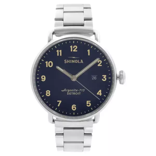 Shinola The Canfield Кварцевые мужские часы из нержавеющей стали с синим циферблатом S01200183312