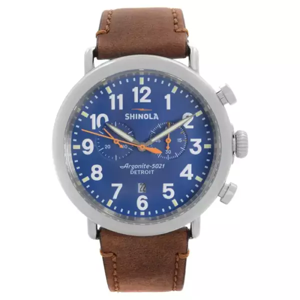 Shinola The Runwell Кварцевые часы с хронографом из стали с синим циферблатом S0110000047 Shinola The Runwell Кварцевые часы с хронографом из стали с синим циферблатом S0110000047