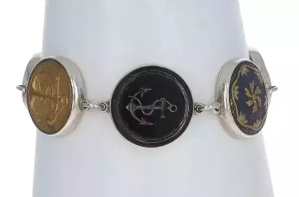 Simon Sebbag Designs Винтажный браслет с пуговицами 8 дюймов — 925 якорей Корабль викингов.