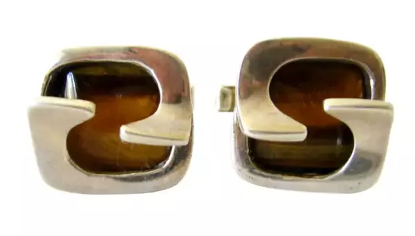 Запонки SIGI PINEDA Sterling Tiger Eye.