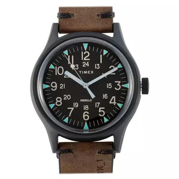 Часы Timex MK1 из черной нержавеющей стали и коричневой кожи TW2R96900. Часы Timex MK1 из черной нержавеющей стали и коричневой кожи TW2R96900.