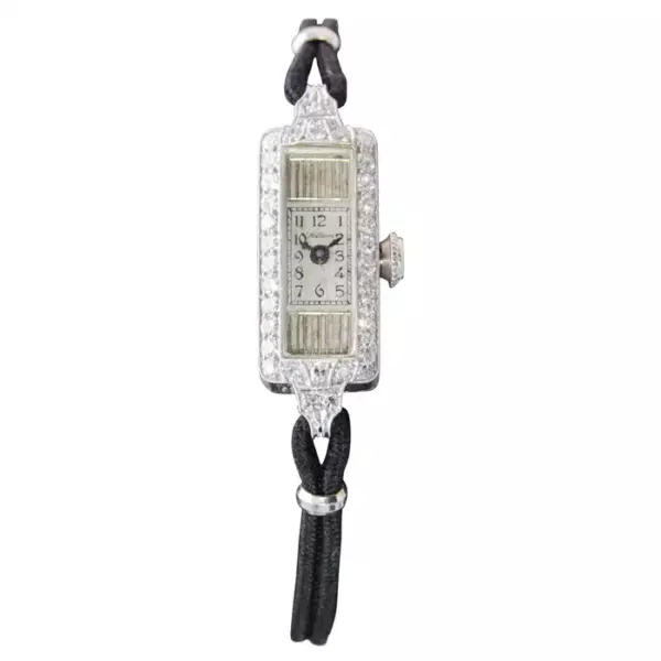 Часы Waltham Platinum & Diamond Art Deco высокого качества 1930 х годов.