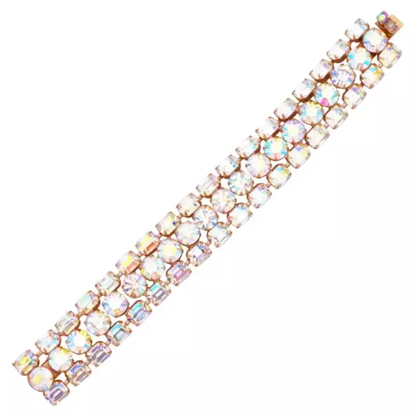 Коктейльный браслет Aurora Borealis Crystal от Weiss, 1960 е гг. Коктейльный браслет Aurora Borealis Crystal от Weiss, 1960 е гг.