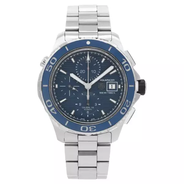 Мужские часы Tag Heuer Aquaracer из стали и керамики с синим циферблатом. Мужские часы Tag Heuer Aquaracer из стали и керамики с синим циферблатом.