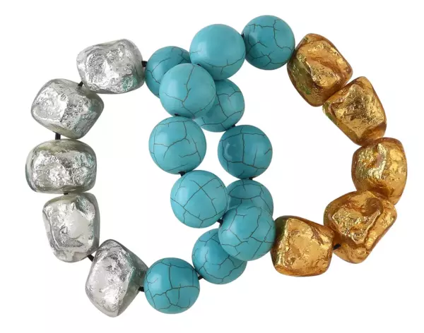 НАБОР БРАСЛЕТОВ STRETCH NUGGET AND HOWLITE. НАБОР ИЗ ДВУХ ШТУК.