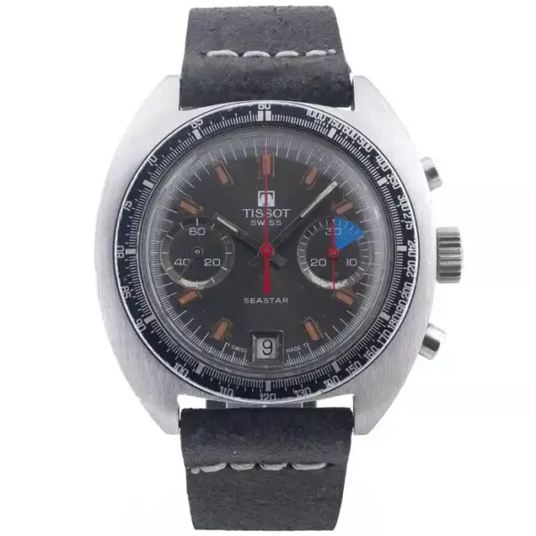 Наручные часы Tissot Seastar Chronograph из нержавеющей стали с ручным заводом, 1970 е годы.