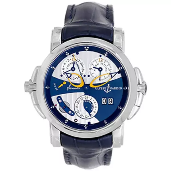 Наручные часы Ulysse Nardin из белого золота Sonata с двумя часовыми поясами.