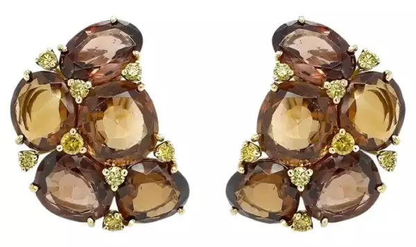 Серьги кластеры VERDURA Brown Zircon Fancy Yellow Diamond.