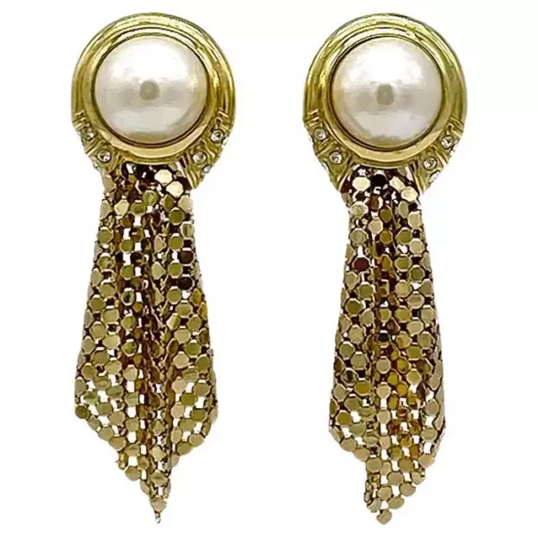 Серьги подвески Whiting & Davis Pearl w Mesh.