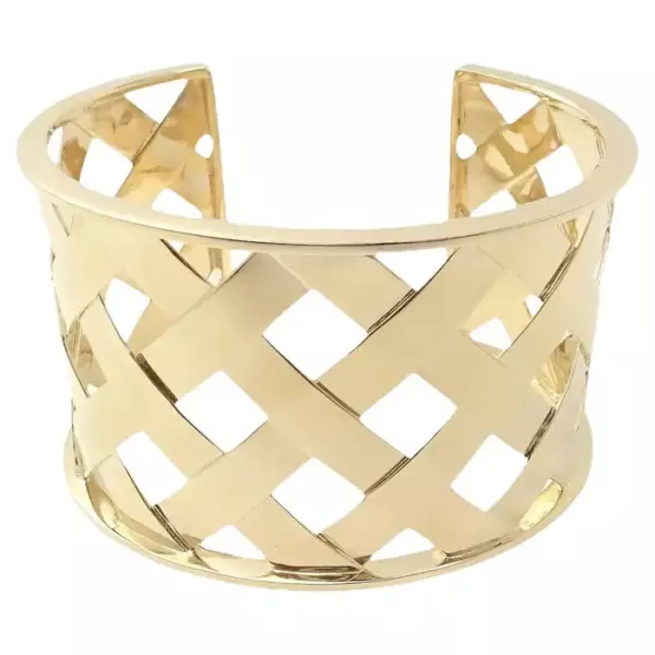 Широкий браслет манжета Verdura Criss Cross из желтого золота.