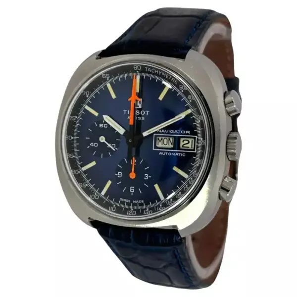 Tissot Navigator Automatic Chronograph стальной тахиметр синий циферблат, калибр Lemania.