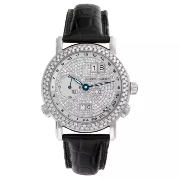 Ulysse Nardin GMT Perpetual Calendar 320 22 18 каратное белое золото заводской отделки Pave Diamond.