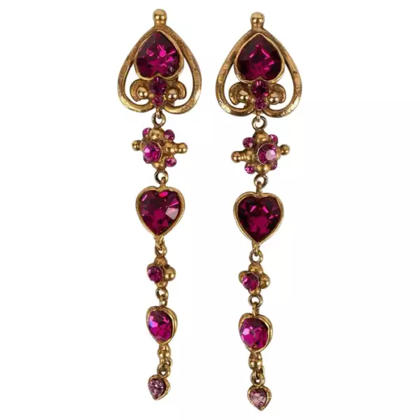 Ungaro Серьги клипсы из золотистого металла и страз.