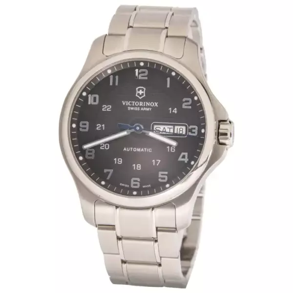 Victorinox Swiss Army Officers нержавеющая сталь черный циферблат автоматические наручные часы.