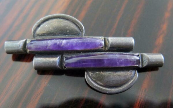 Винтажная брошь Valentin Vidaurreta Taxco Mexico Sterling Silver Amethyst