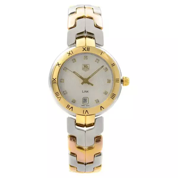 Женские часы TAG Heuer Link из нержавеющей стали 18 карат с серебристым циферблатом. Женские часы TAG Heuer Link из нержавеющей стали 18 карат с серебристым циферблатом.
